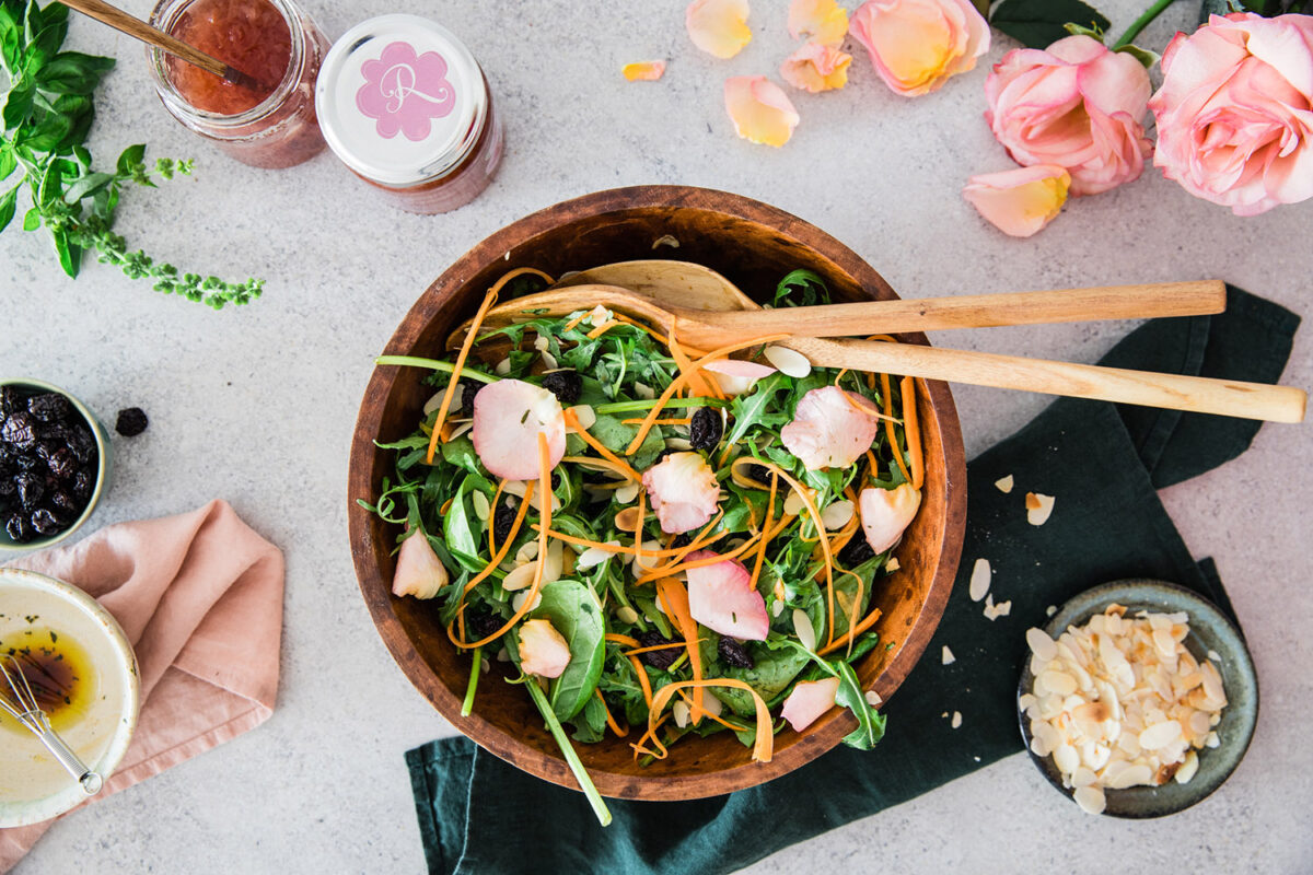Spinach arugola roses salad