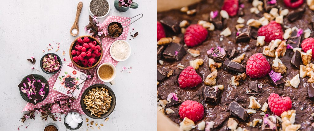 vegan brownie rose raspeberry ingredients