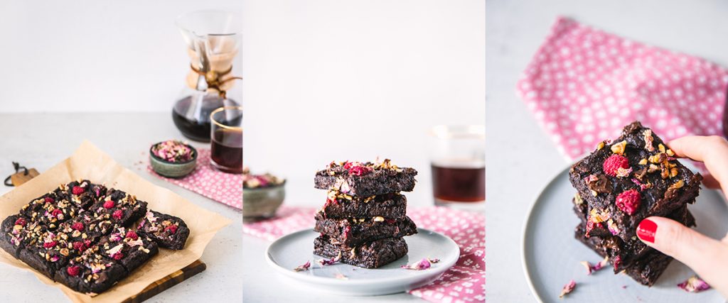 vegan rose raspberry brownie recipe