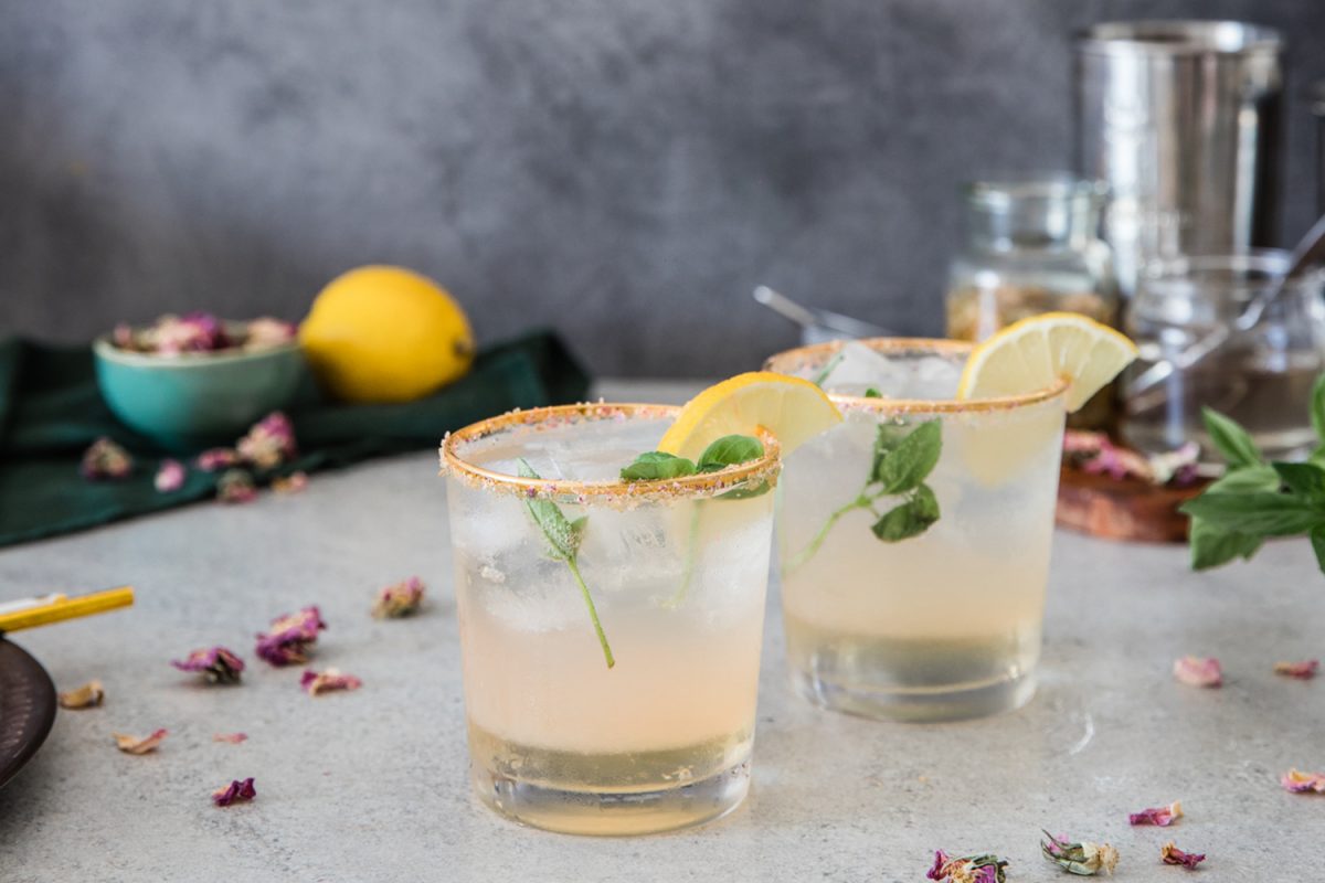 Home cocktails - rose infused gin
