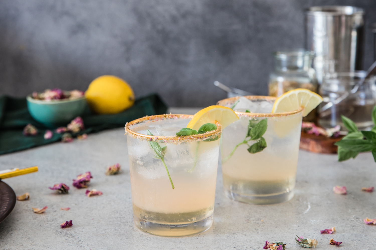 Home cocktails - rose infused gin