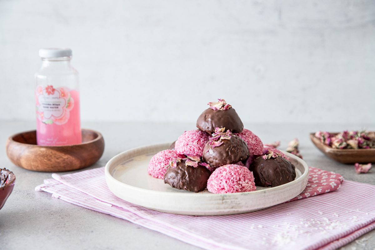 Coconut bonbons with rose water recipe