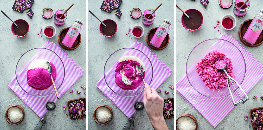 Coconut rose bonbons making at home