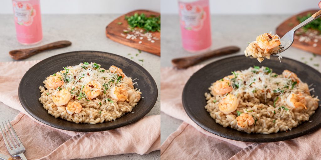 Risotto with shrimps and rose water - aphrodisiac food