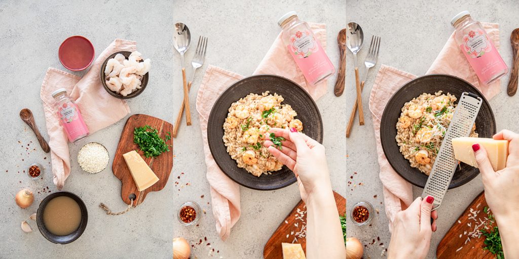 Risotto with shrimps and rose water simple recipe