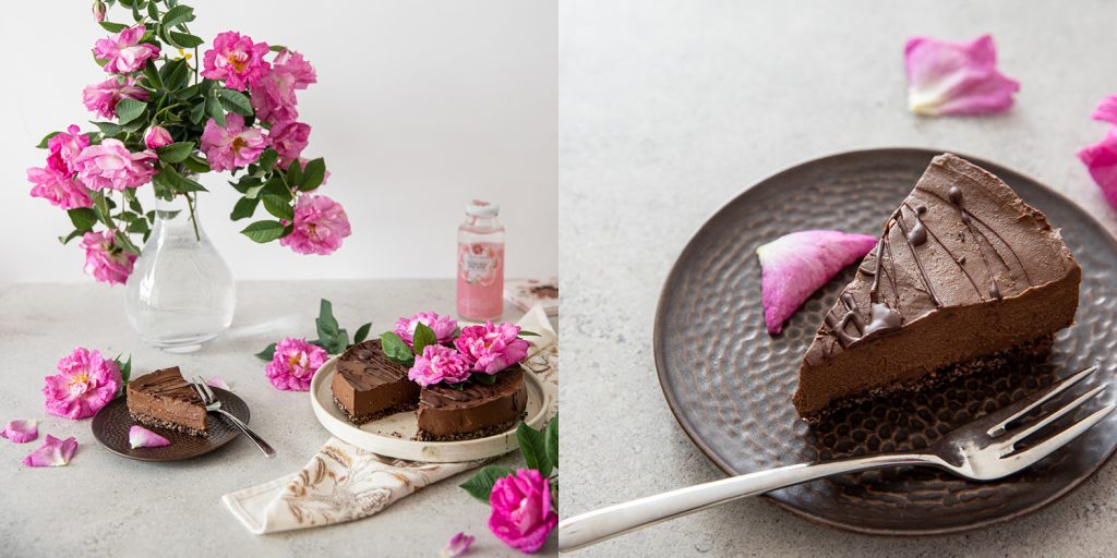 raw chocolate cake with roses - the best summer cake