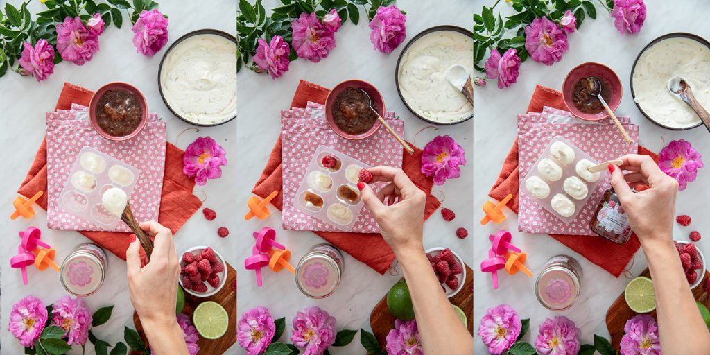 homemade ice cream with flowers