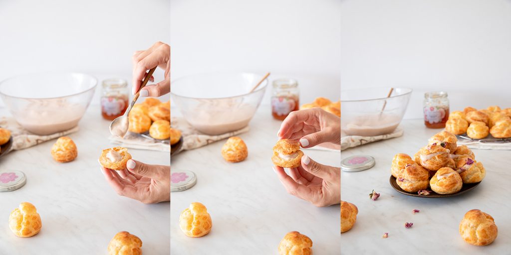 Mini eclairs - rose-flavored cream filling