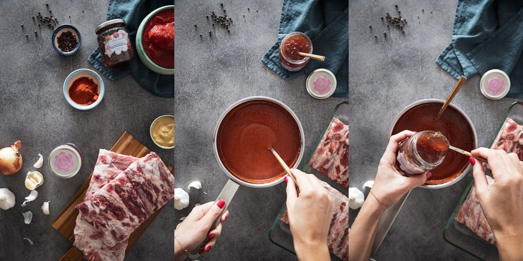 BBQ sauce with rose and strawberry jam - ingredients and recipe