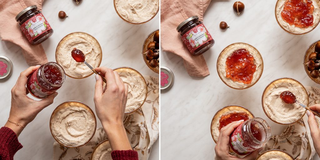 chestnut cream with rose and cardamom jam - preparation method