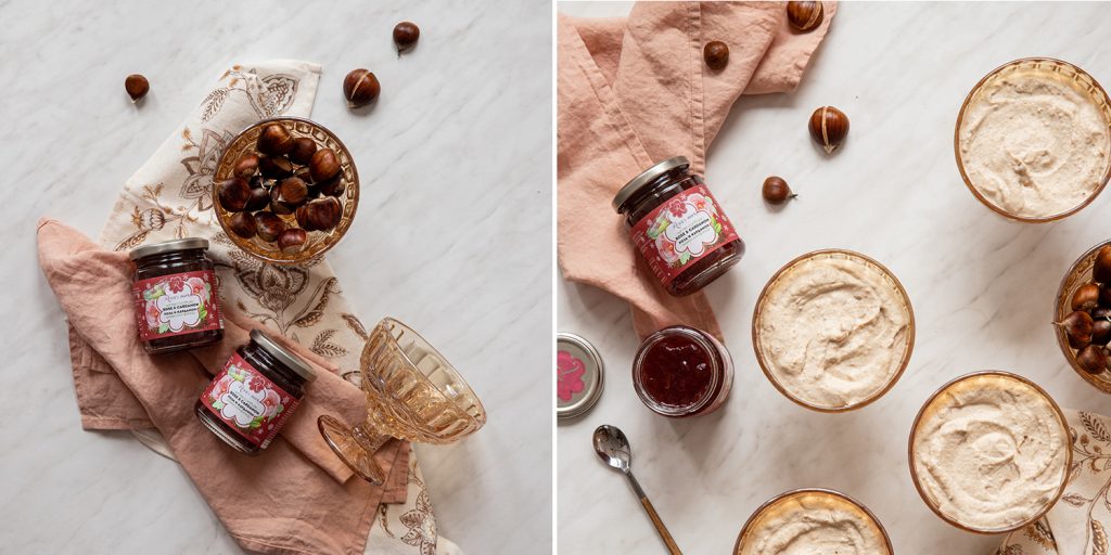 chestnut cream with rose and cardamom jam - recipe
