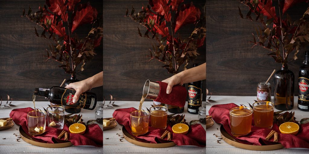 Hot buttered rum with roses - recipe
