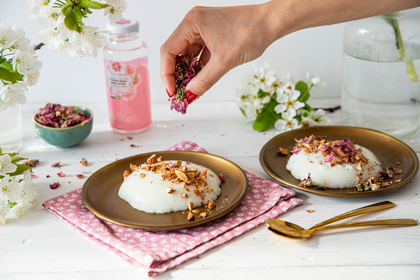 Muhalabie with rose water