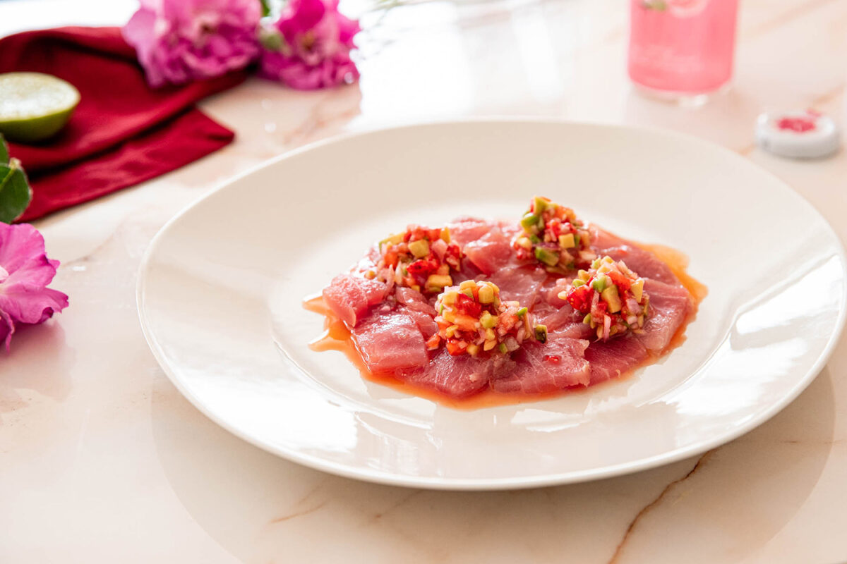 tuna carpaccio with rose water- recipe